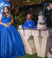 Quinceanera in blue dress